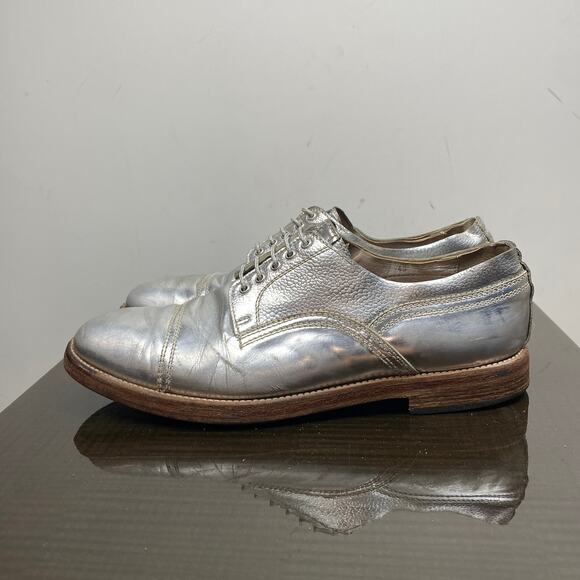 Acne Studios Askin Metal Silver Cap Toe Derby Oxford Shoes Men's 43 US 10 - Picture 5 of 13